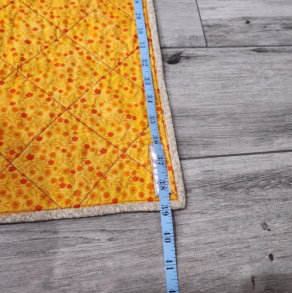 Handmade Patchwork Quilt Crib Lap Throw Fall Theme orange yellow brown cream